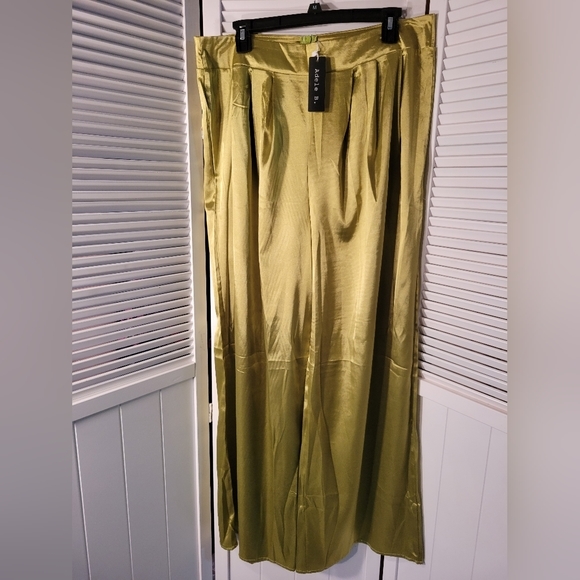 ADELE B GREEN WIDE LEG PANTS SZL - Picture 1 of 11